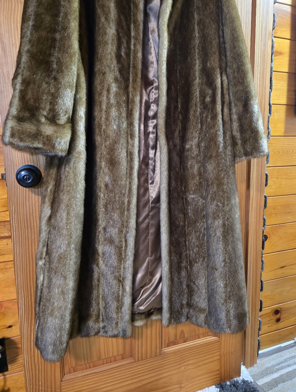 Vintage Pamela McCoy Faux Mink Full Length Coat Large - Picture 3 of 15